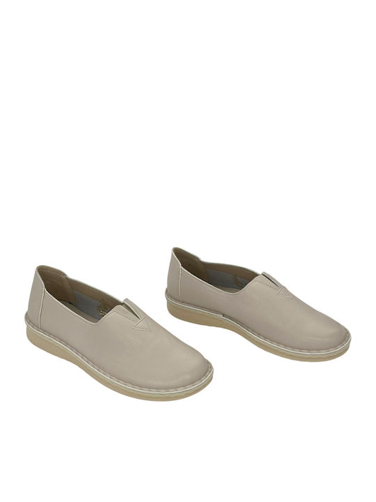 Γυναικεία Slip-On Δερμάτινα Μπεζ