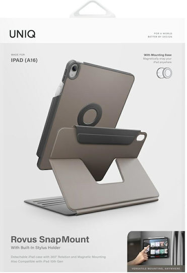 Uniq Rovus Snapmount Magnetic 360 Klappdeckel Drehbar Robust Gray (iPad 11 A16 (2025), iPad 10,9 10)