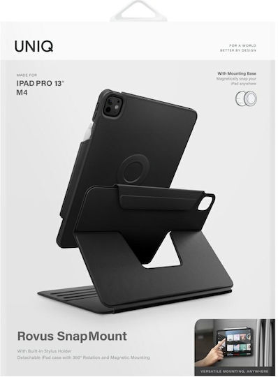 Uniq Rovus Snapmount Magnetic 360 Klappdeckel Drehbar Robust Schware (iPad Pro 13 M4 (2024))