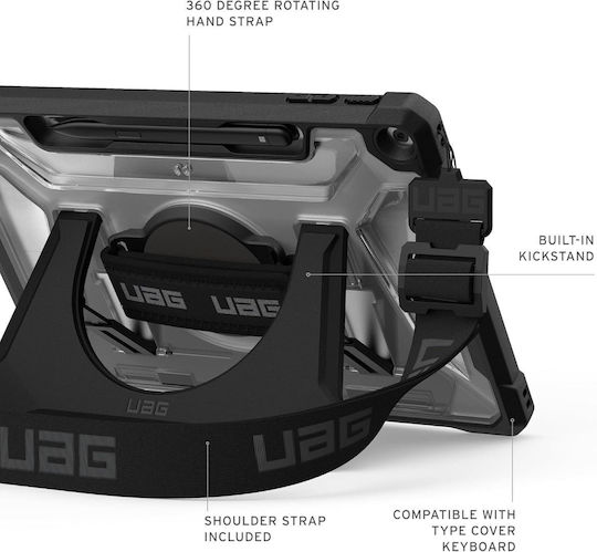 UAG Plasma Τσάντα Περιστρεφόμενη Ανθεκτική με Πληκτρολόγιο Διάφανη (Microsoft Surface Pro 12" (1st - 2025))