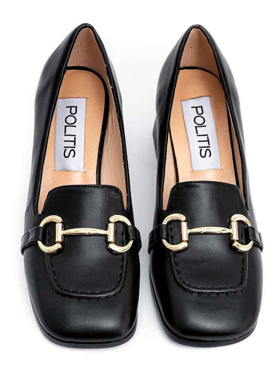 Anatomic Leather Black Medium Heels