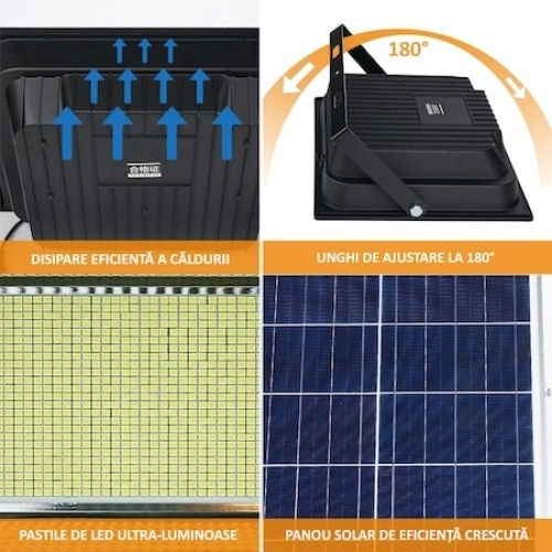 Lumini De Inundație Cu LED-uri Solar Etanș 300W Alb Rece Cu Telecomandă IP68