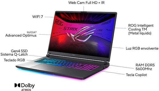 Asus ROG Strix G18 G815LW-S9046 18" QHD+ (Ultra 9-275HX/32GB/1TB SSD/GeForce RTX 5080/No OS) (Tastatură US)