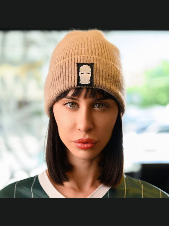 Beanie Unisex Beanie Knitted in Beige color