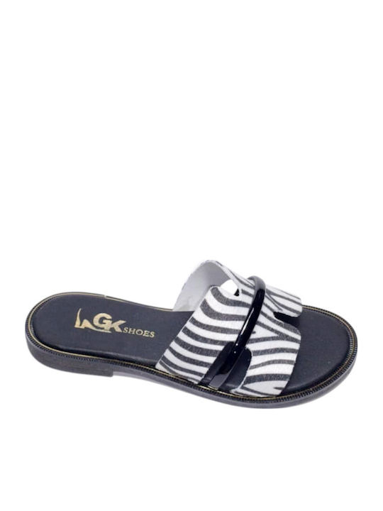 Leather Women's Flat Sandals Red-Black