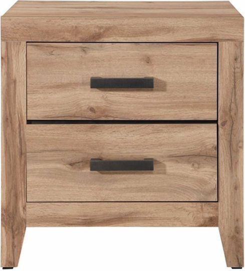 Solid Wooden Bedside Table Beige 58x41x62cm