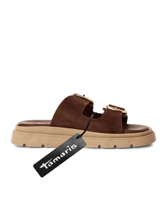 Leather Women's Flat Sandals Anatomic in Brown Color