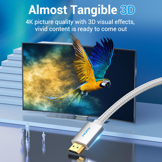 Vention Hdmi Cable 2.0 4k60hz Braided 2.0m Silver Aabih
