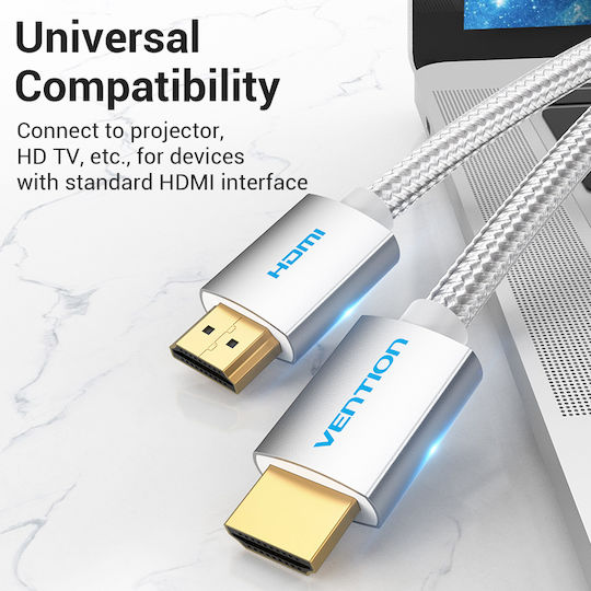 Vention Hdmi Cable 2.0 4k60hz Braided 2.0m Silver Aabih