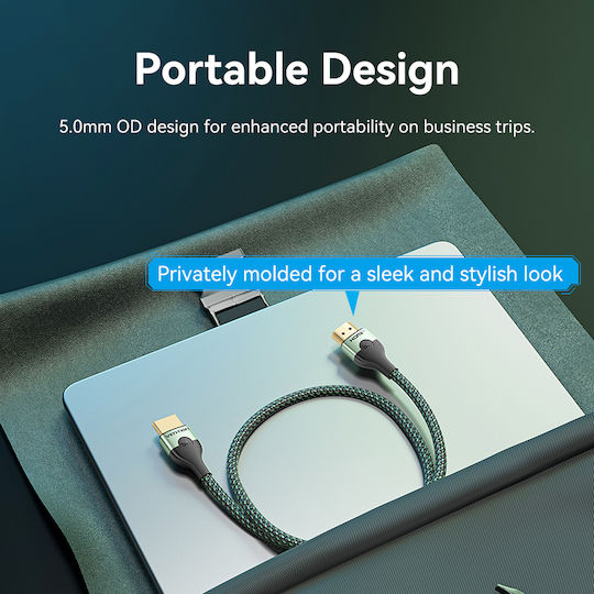Vention Hdmi Cable 2.1 8k60hz Braided Ultra Thin 2.0m Alogh
