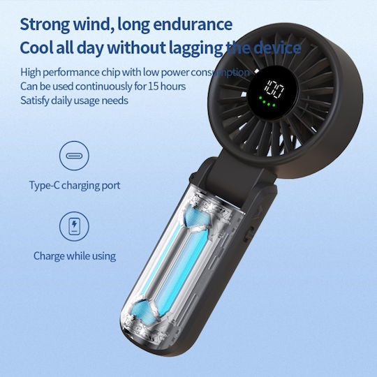 A10 Portable Handheld Fan 100 Speeds 5400rpm Led Display Usb-c Compact Powerful White