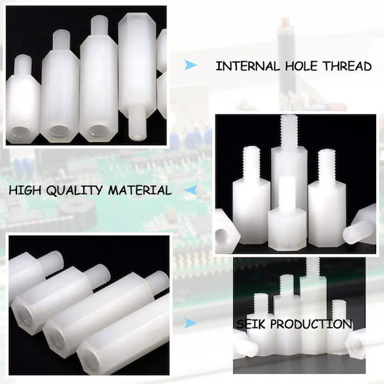 Set Distanțiere Hexagonale Bărbat-Femeie M2.5 M3 Pentru PCB Din Plastic Nylon Nuci Și Șaibe Albe