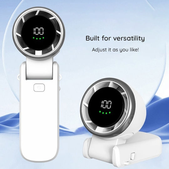 Mini Portable Fan A9 Led Display 5 Speeds Usb-c 5000mah Battery Silent Rechargeable Green