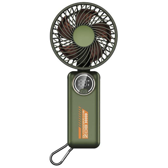 Portable Fan Led Display Z8 3 Speeds Usb-c 2a 3600mah Compact Lightweight Green