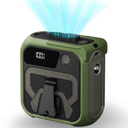 Ventilator Turbo Portabil Z13 5 Viteze 10000mah Încărcare Rapidă Suport Metalic Lanternă Bancă De Alimentare Verde