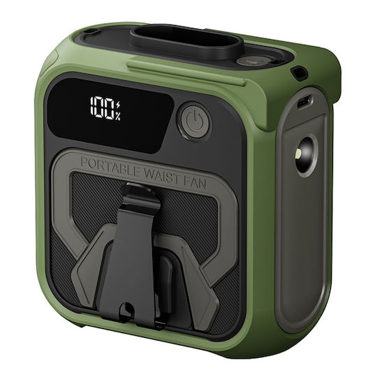 Ventilator Turbo Portabil Z13 5 Viteze 10000mah Încărcare Rapidă Suport Metalic Lanternă Bancă De Alimentare Verde