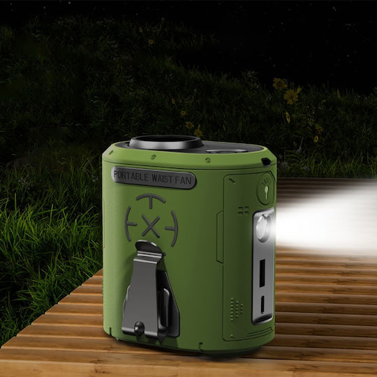 Ventilator Portabil De Talie Z14 5 Niveluri De Viteză Motor Fără Perii 6000mah Ecran Led Design Compact Verde