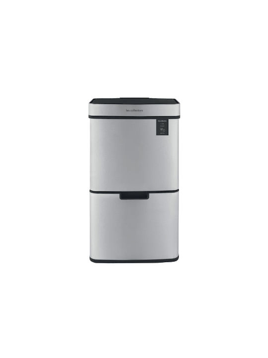 Les Collectors Coș De Gunoi Pentru Reciclare Din Oțel Inoxidabil Cu Senzor Gri 64lt