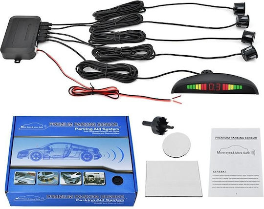 Senzoare de Parcare Auto Kit cu 4 Senzori Afișaj Led Alertă Sonoră Teox