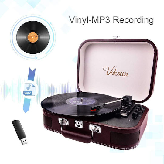 Voksun Voksun Turntable with Built-in Pre Amp and Built-in Speakers Black