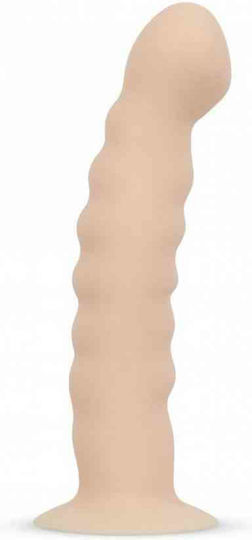 Beige Gebogener Silikonmodell Gurtzeug Easytoys Fetish Collection Strap-Ons Dildo Harness Rillen & Gebogen Beige 14,5cm
