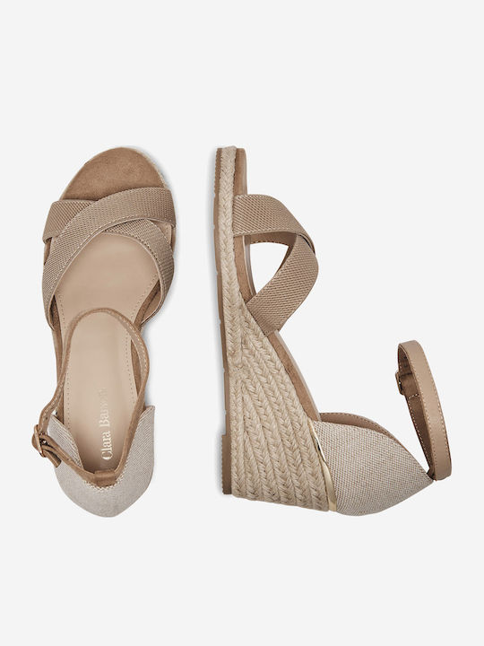 Women's Ankle Strap Platforms Beige