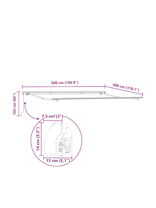 vidaXL Τέντα Βεράντας Κόκκινη 5x3m