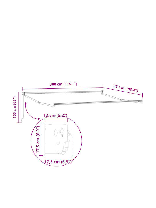 vidaXL Τέντα Βεράντας Πολύχρωμη 3x2.5m