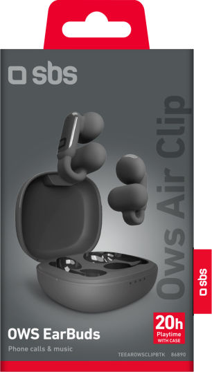 SBS OWS Air Clip Open Ear Bluetooth Handsfree Ακουστικά με Θήκη Φόρτισης Μαύρα