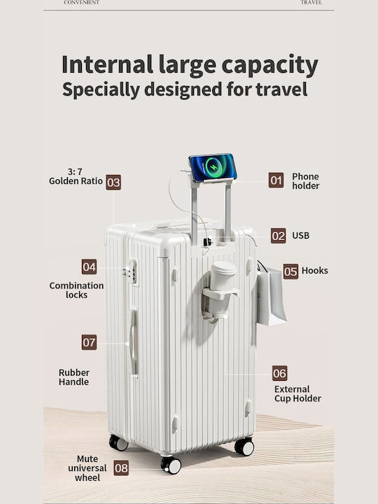Kourk Travel Cabin Suitcase Hard Gray with 4 Wheels Height 52cm