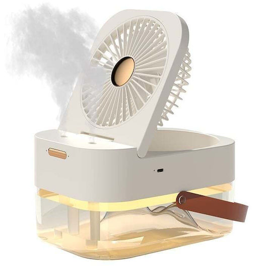 Ventilator 2 În 1 Purificare Aer Umidificare Portabil Rezervor de Apă 3 Trepte de Viteză 3 Niveluri de Pulverizare Încărcare Usb Dimensiuni 12.5 X 22 X 16 Cm Alb