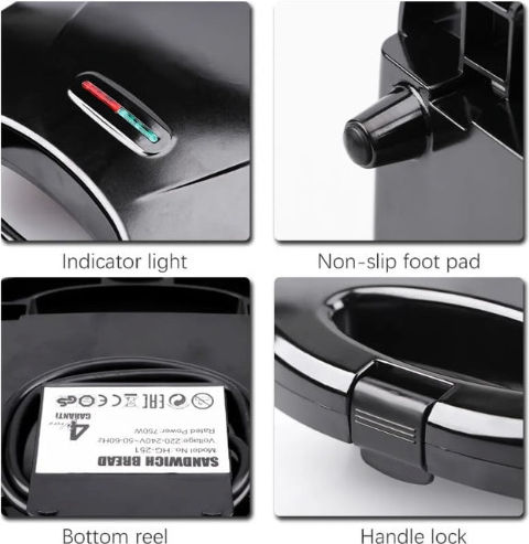 Sokany Sandwich Maker for 2 Sandwiches 750W Black