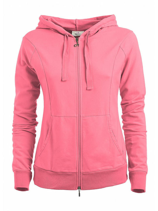 Damen Sweatshirtjacke Kapuzen Rosa