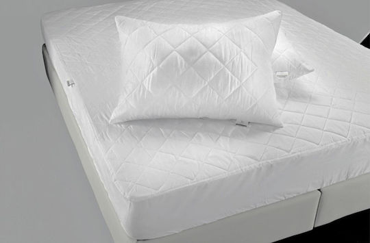 Flamingo Protective Cover King Size with Skirt Quilted White 180x200+25cm