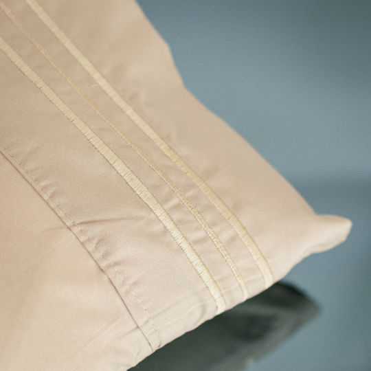 My Home Luxury Bettbezüge Set 220x240cm Übergröße mit 2 Kissenbezügen & 1 Bettlaken Beige