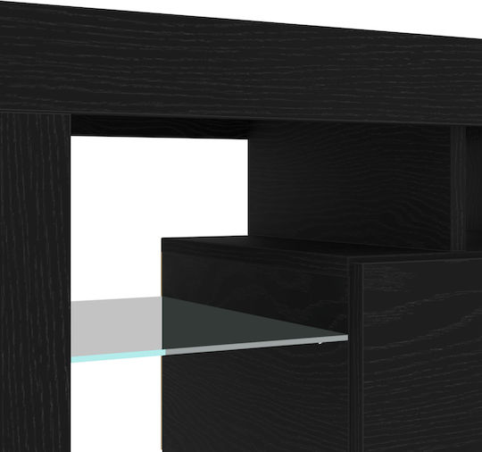 Stand TV cu Iluminare LED Neagră Stejar M90xA35xÎ40cm