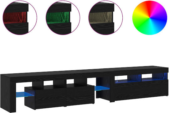 TV-Ständer mit LED-Beleuchtung Schwarze Eiche M90xT35xH40cm