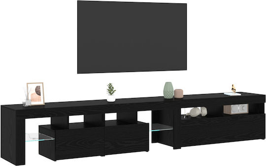 Stand TV cu Iluminare LED Neagră Stejar M90xA35xÎ40cm