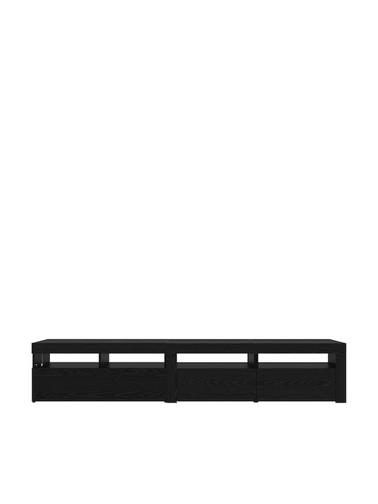 Шкаф за телевизор Дървен с LED Осветление Black Oak Д90xШ35xВ40см