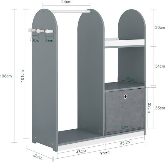 SoBuy Детска Закачалка Дървена с Полица 90x107x34.5см