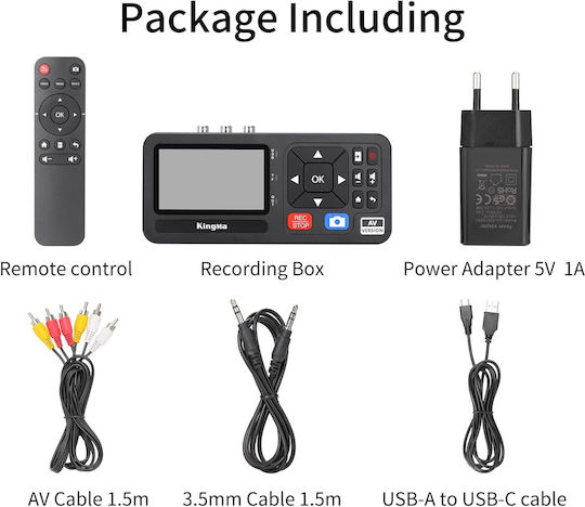 1080p Videoaufzeichnungskarte Rca Video Grabber Vcr Dvd Vhs Hi8 Camcorder Direkt Zu Speicherkarte Usb 3-Zoll Display Fernbedienung Multifunktional