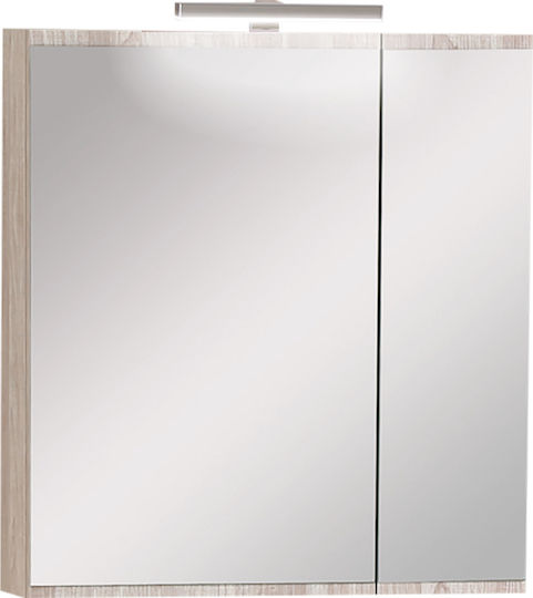Pro Bagno 952AMA Καθρέπτης Led από Μοριοσανίδα με Ντουλάπι 65x70cm Γκρι