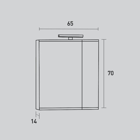 Pro Bagno Badezimmerspiegel LED aus Spanplatte mit Schrank 65x70cm Gray