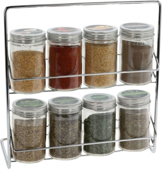 Excellent Houseware Glass Tabletop Spice Rack with Stand Transparent 8pcs