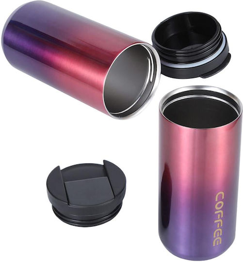 Uncle George Ποτήρι Θερμός Ανοξείδωτο 400ml Επιστόμιο Μωβ με Επιστόμιο