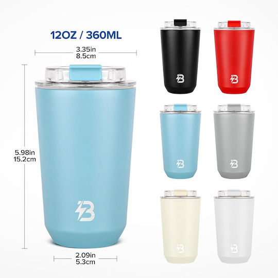 Uncle George Glass Thermos Stainless Steel / Aluminum BPA Free 355ml Light Blue