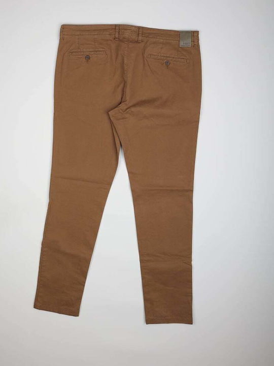 Pantaloni Chino Elastic cu Croială Slim Coffee Open