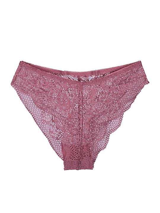 Siya Miting Δαντελένιο Σετ Εσωρούχων Bralette με Slip Ροζ