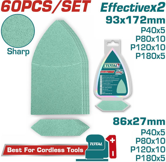 Total Sandpaper 93x172mm Set 60pcs