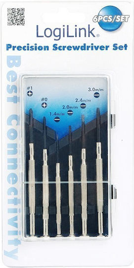 LogiLink Set 6 Magnetic Electrician Precision Screwdrivers with 6 Interchangeable Tips